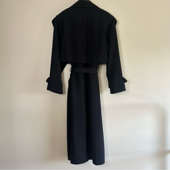 VINTAGE Fennelli Navy Long Belted Trench Coat Size 13/14 - Picture 10 of 10